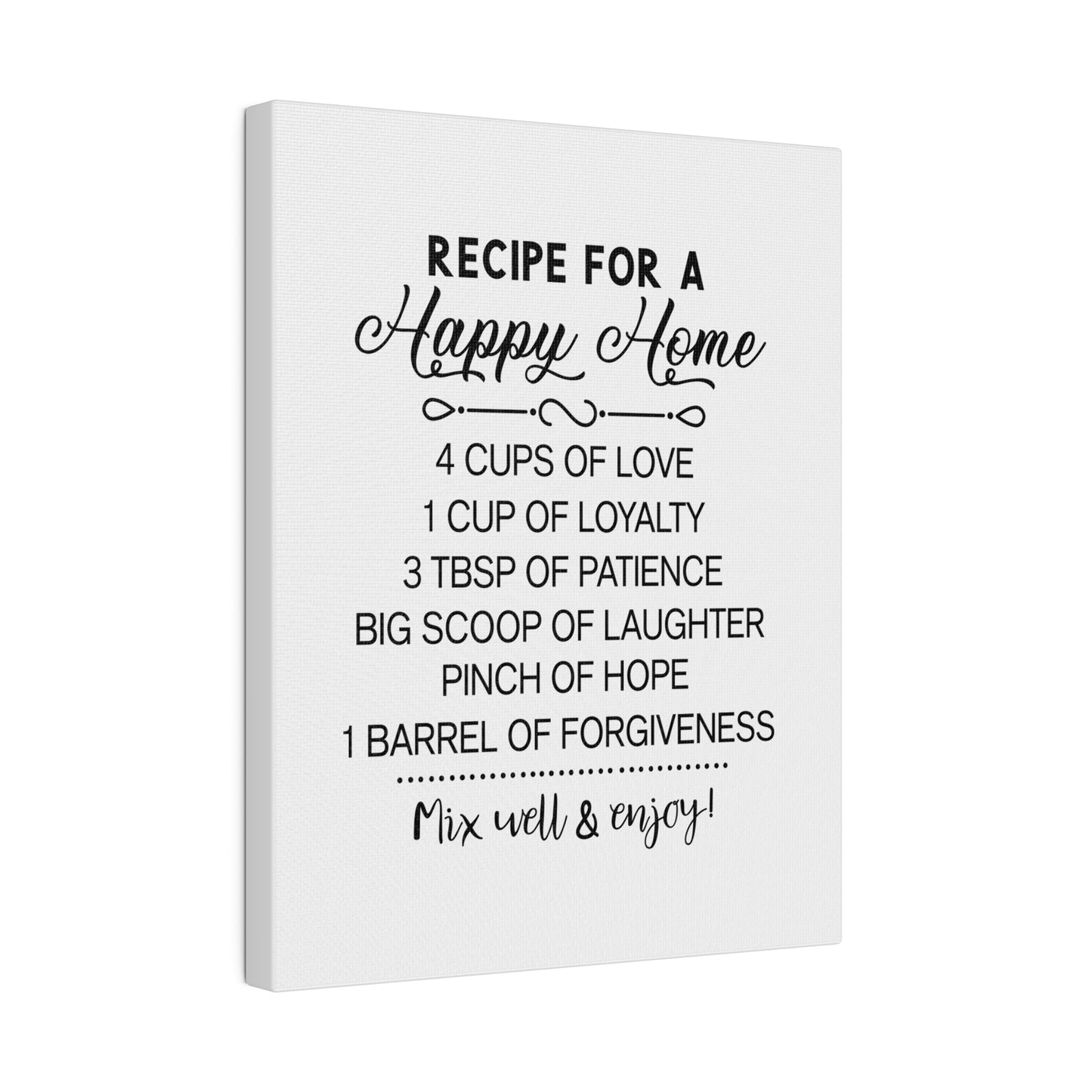 Recipe for a Happy Home Matte Canvas