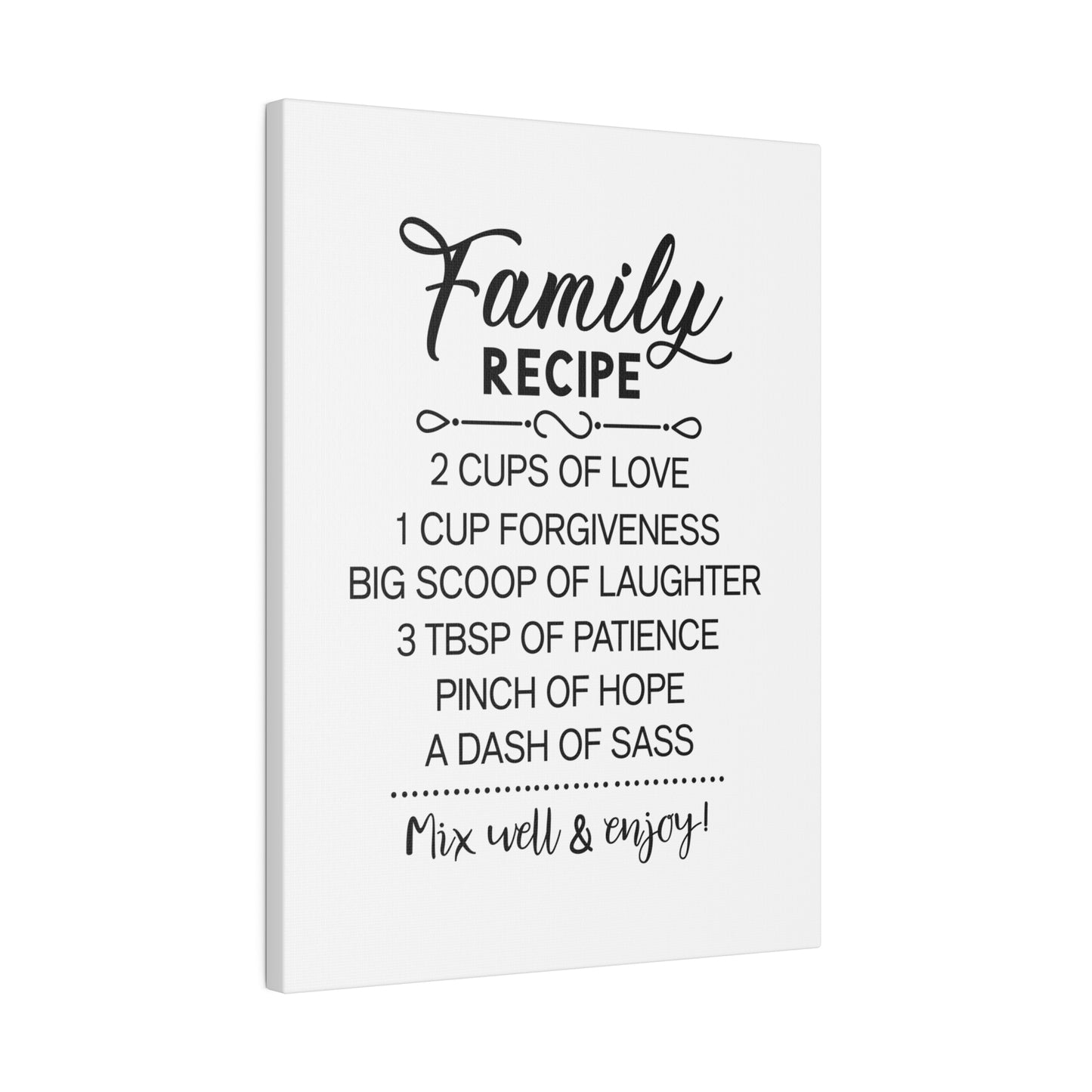 Family Recipe Matte Canvas