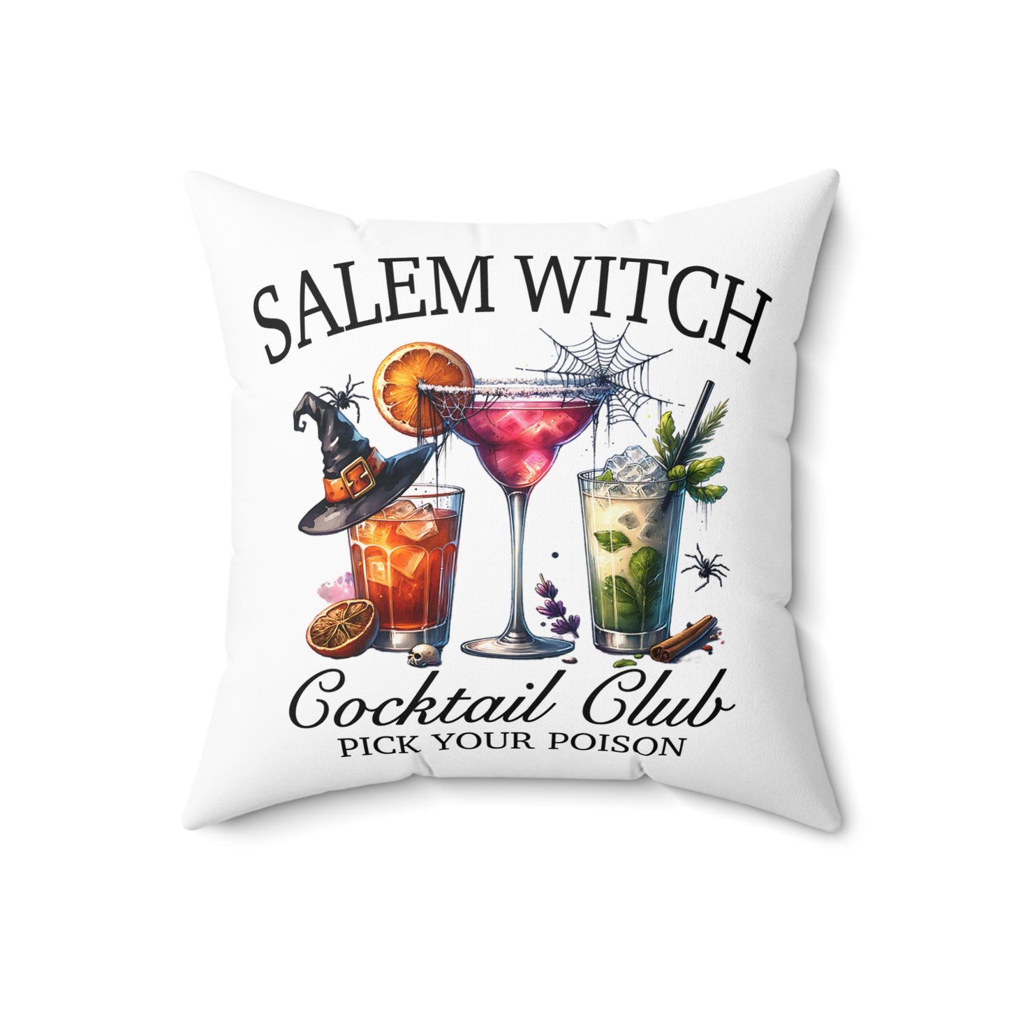 Salem Witch Social Club Square Pillow White