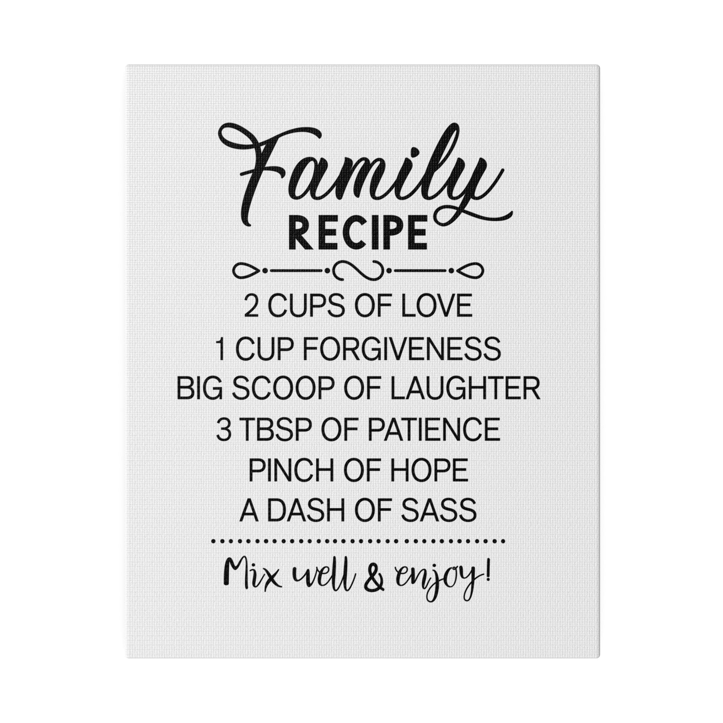 Family Recipe Matte Canvas