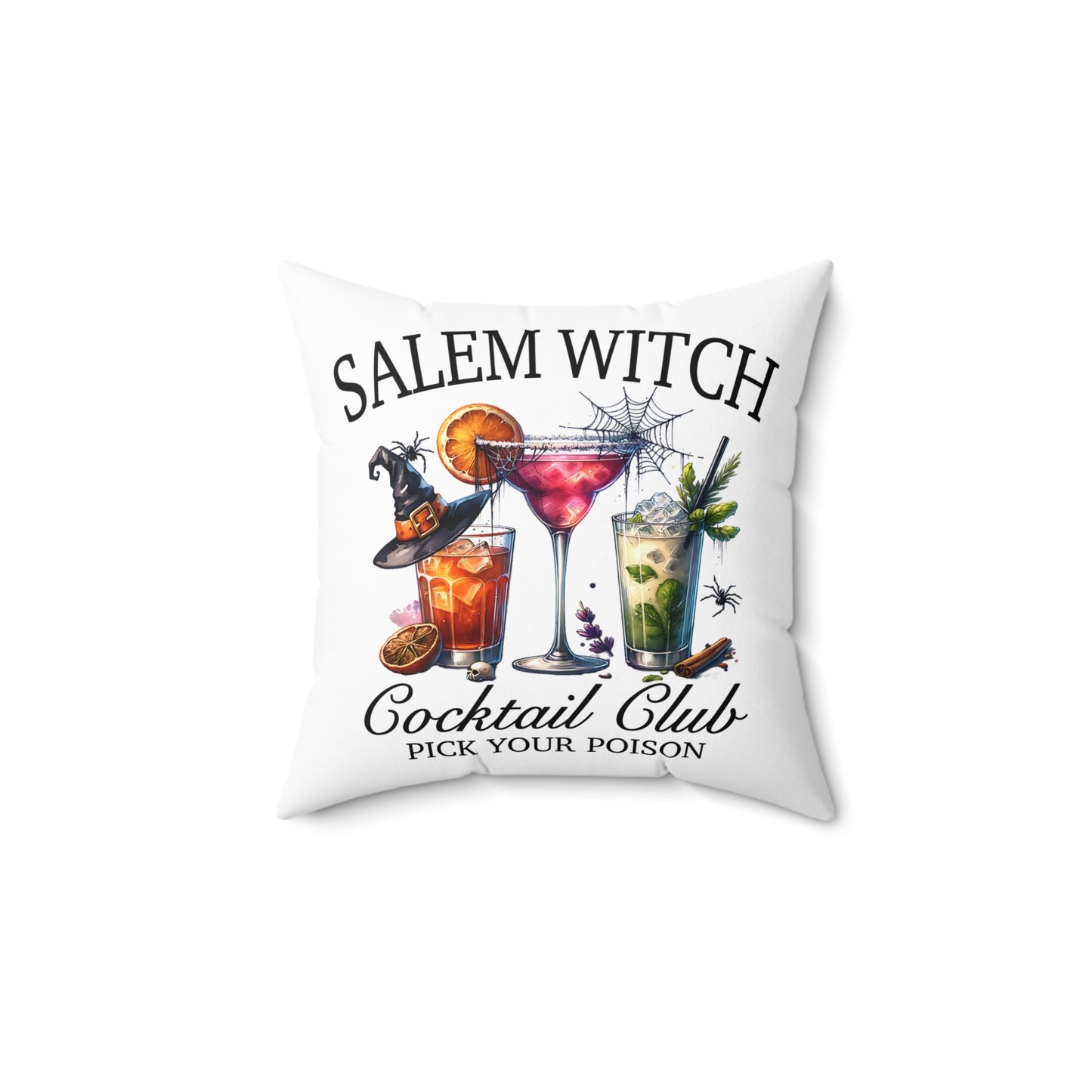 Salem Witch Social Club Square Pillow White