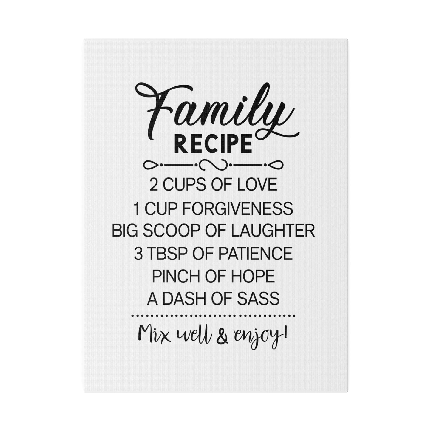 Family Recipe Matte Canvas