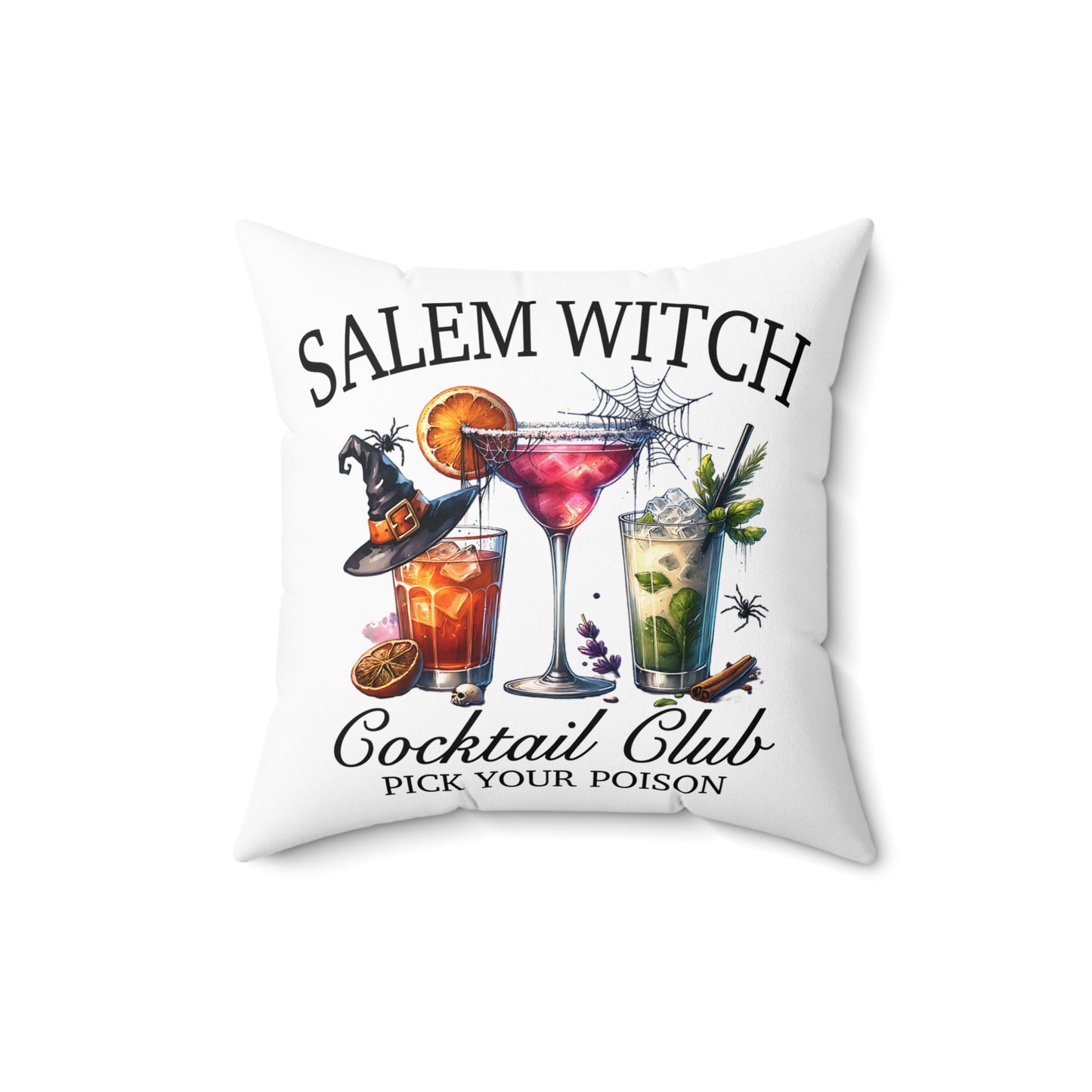 Salem Witch Social Club Square Pillow White