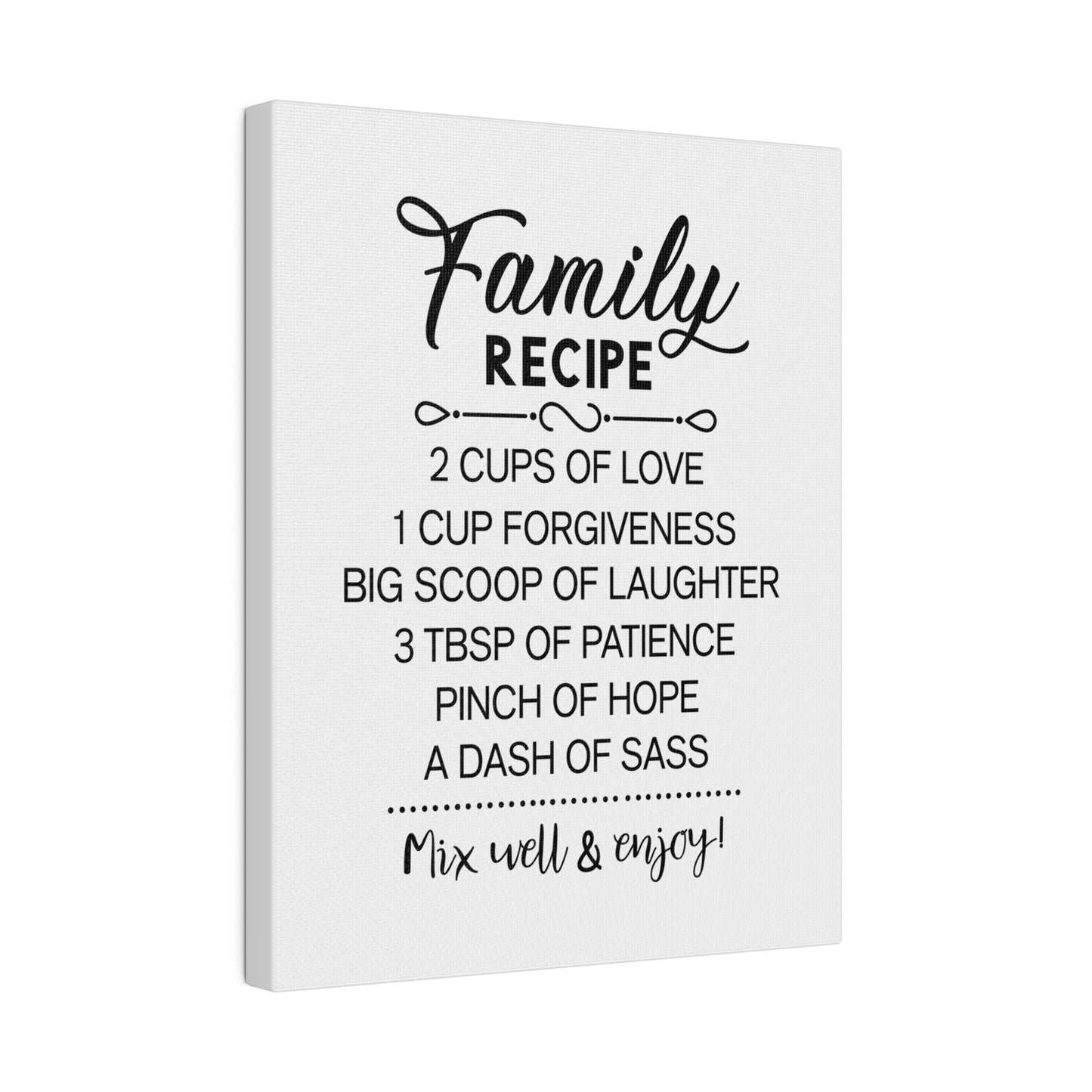 Family Recipe Matte Canvas