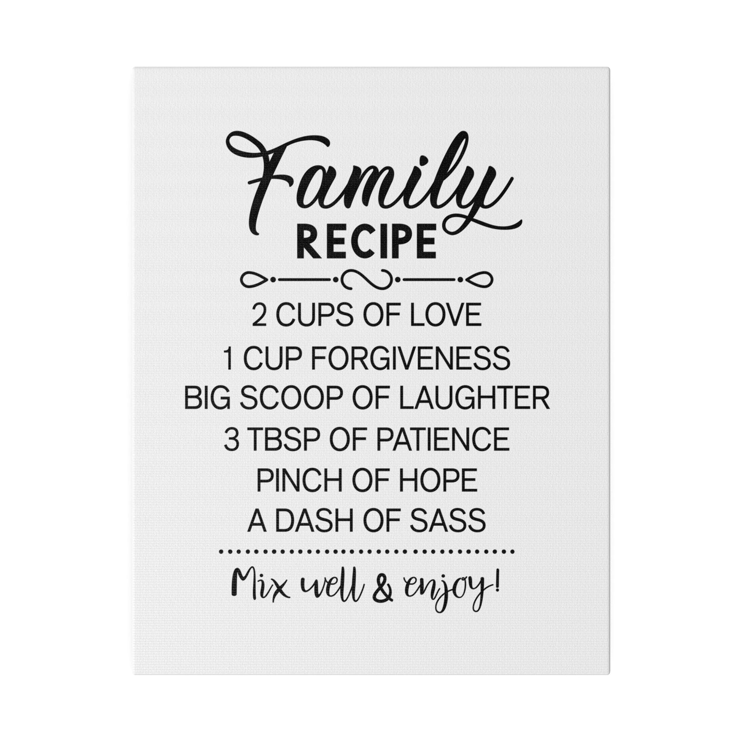 Family Recipe Matte Canvas