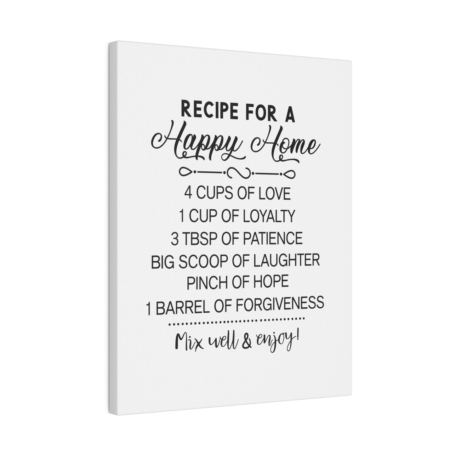 Recipe for a Happy Home Matte Canvas