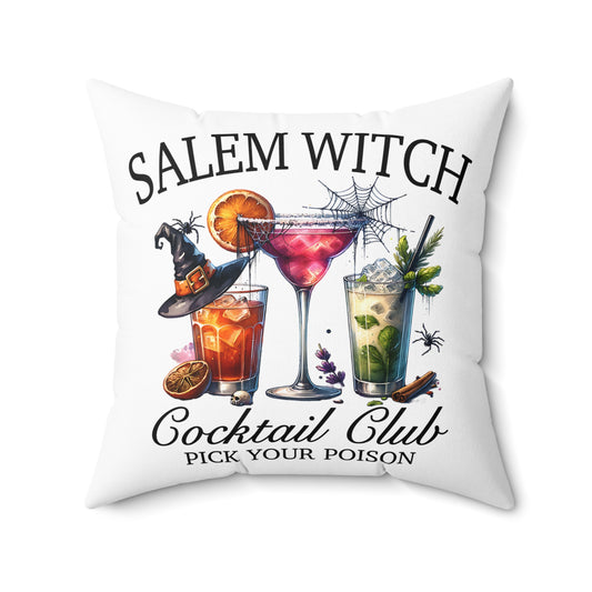 Salem Witch Social Club Square Pillow White