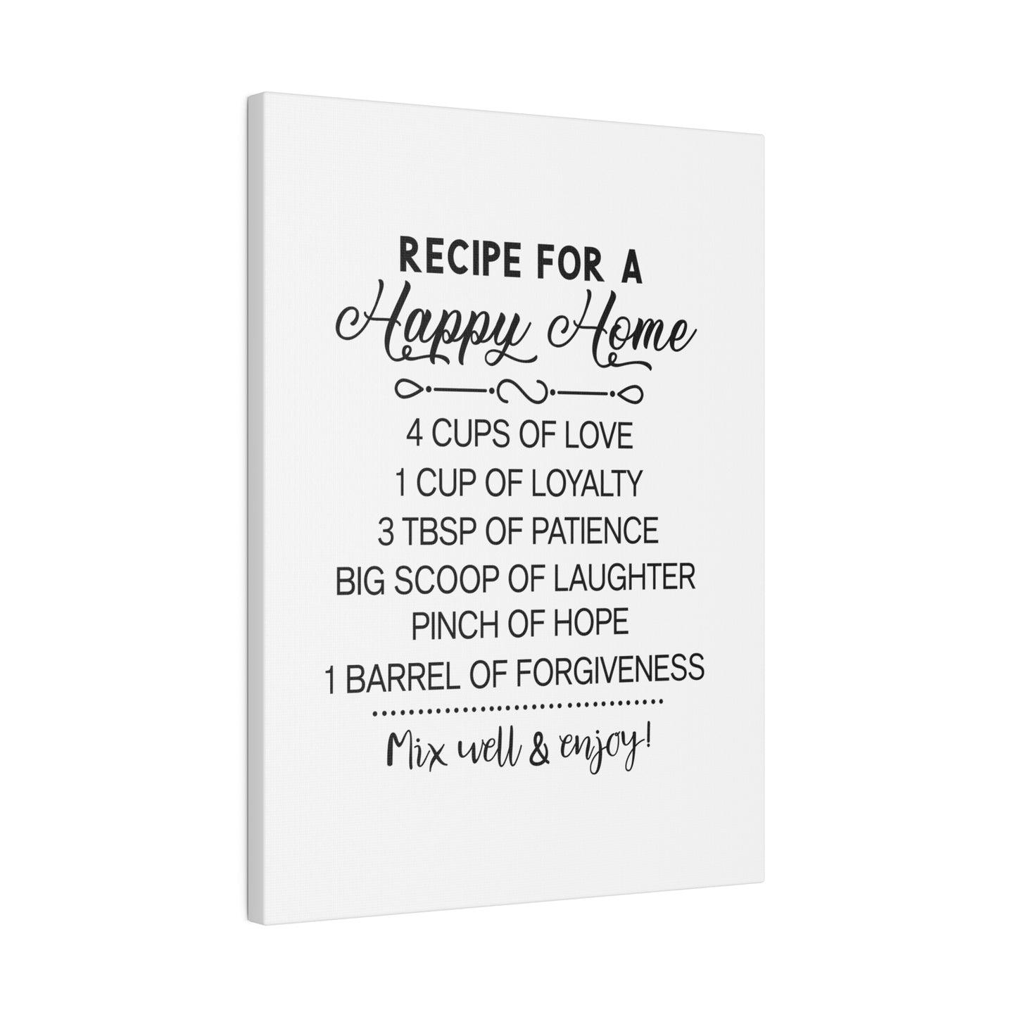 Recipe for a Happy Home Matte Canvas