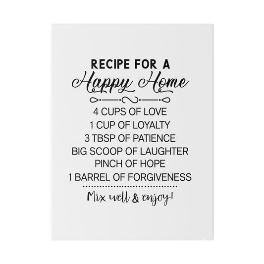 Recipe for a Happy Home Matte Canvas