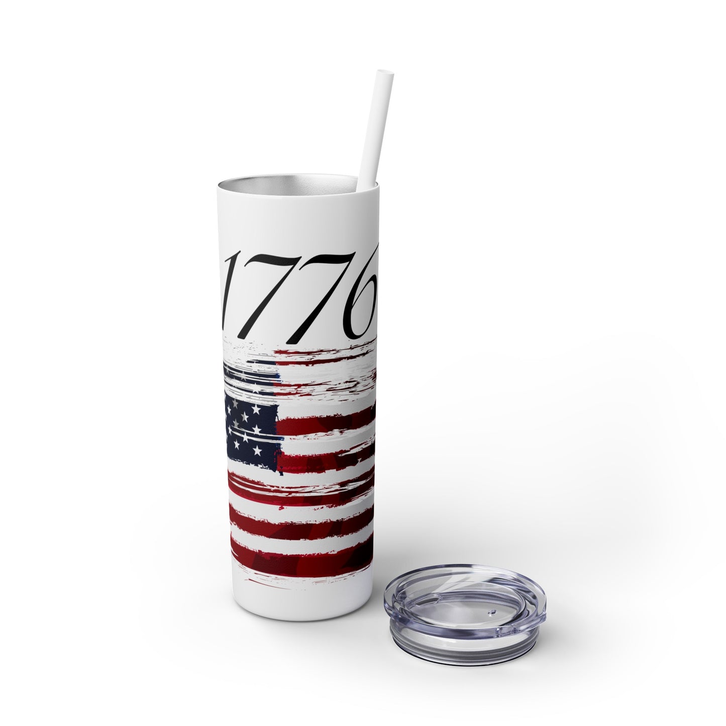 1776 American Flag Tumbler with Straw, 20oz