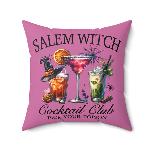 Salem Witch Social Club Square Pillow Pink