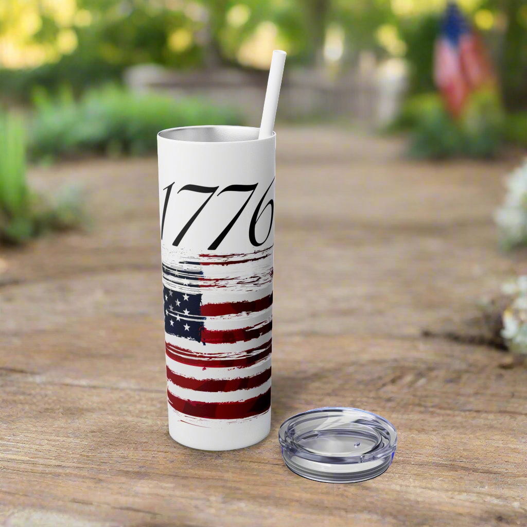 1776 American Flag Tumbler with Straw, 20oz